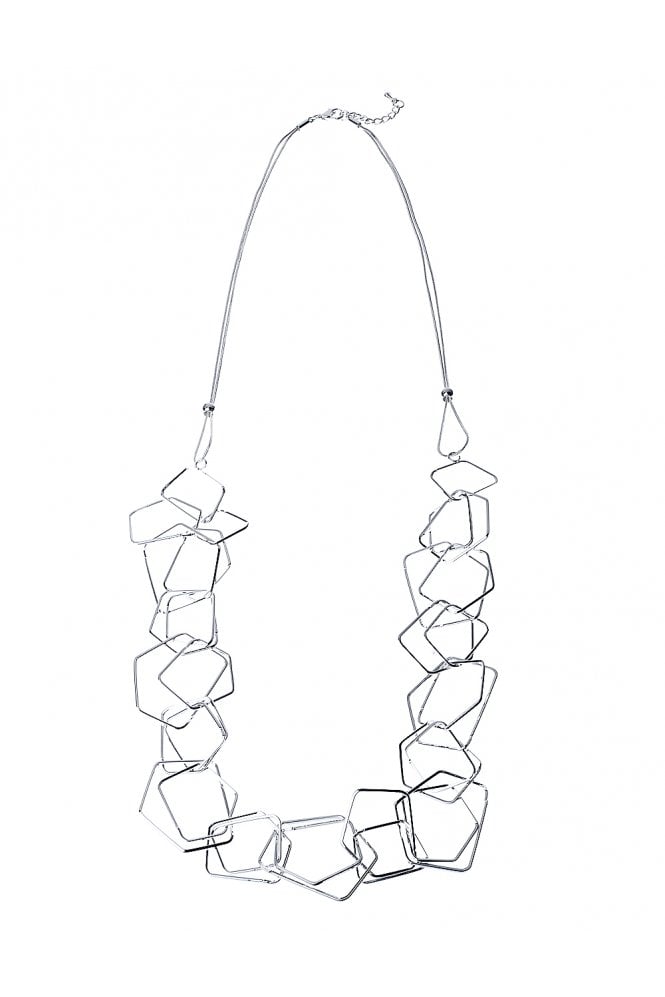 Glam Silver Geometric Long Necklace